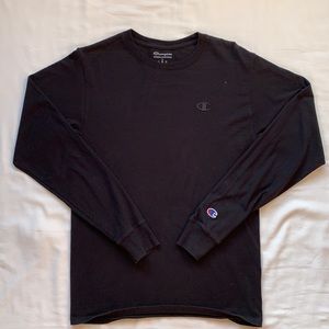 Champion Black Embroidered Logo Long Sleeve Shirt